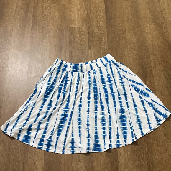 Lularoe 3x blue and white tie dye skirt pockets elastic waistband - Picture 1 of 5